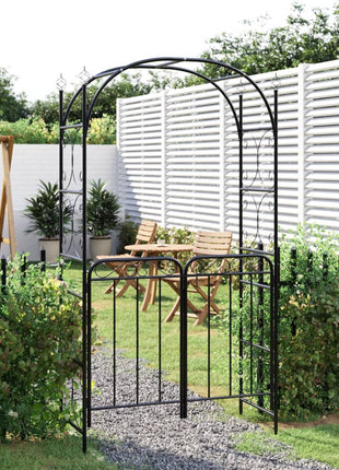 Tuinboog Met Poort 108X45X235 Cm Staal Zwart