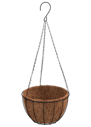 Plantenbakken hangend 4 st met kokosbak staal Ø 35x52 cm zwart