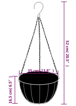 Plantenbakken hangend 4 st met kokosbak staal Ø 35x52 cm zwart