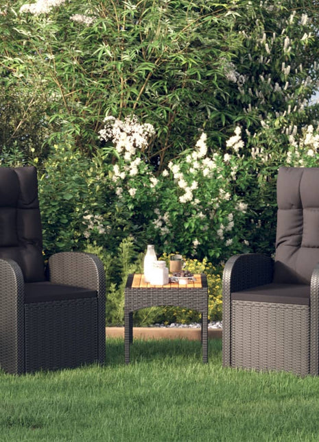Tuinstoelen 2 st verstelbaar met kussens poly rattan zwart