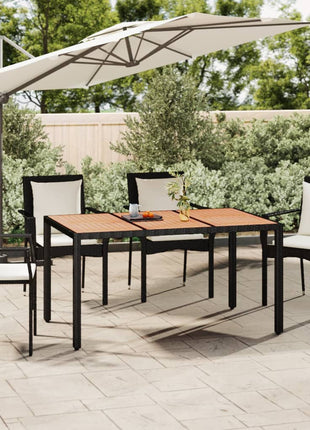 Tuintafel Met Houten Blad Poly Ratten En Acaciahout Zwart