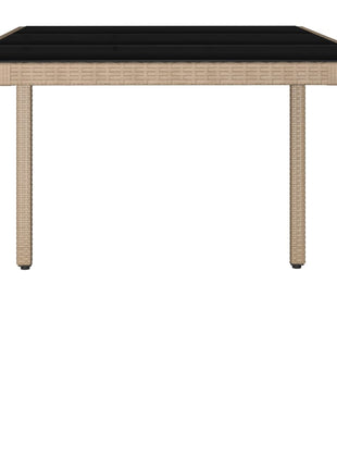 Tuintafel Met Glazen Blad Poly Rattan En Gehard Beige