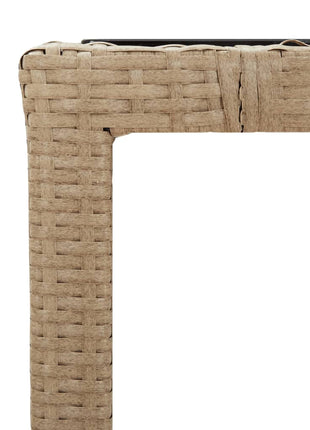 Tuintafel Met Glazen Blad Poly Rattan En Gehard Beige