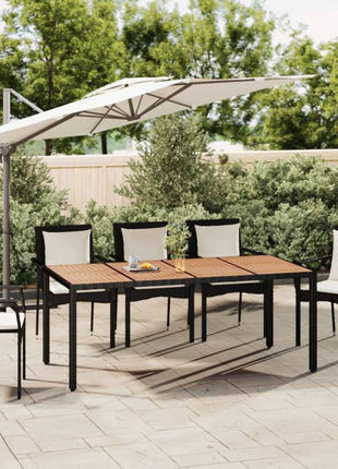 Tuintafel Met Houten Blad Poly Ratten En Acaciahout Zwart