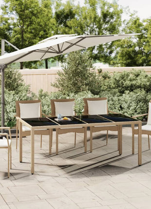 Tuintafel Met Glazen Blad Poly Rattan En Gehard Beige