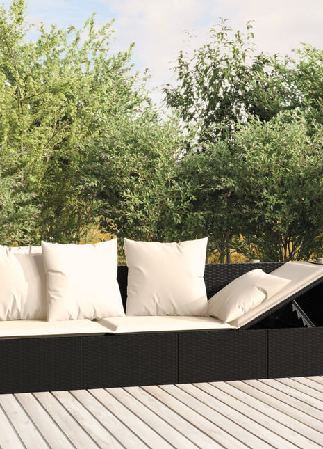 Loungebed Met Kussens Poly Rattan