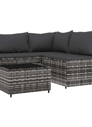4-Delige Loungeset Met Kussens Poly Rattan