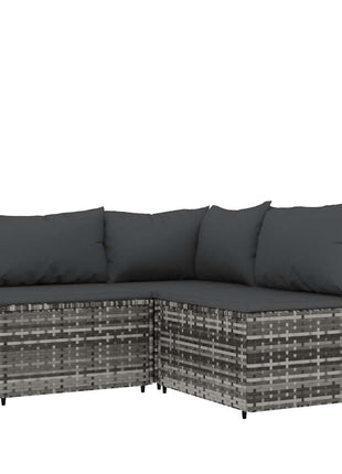 4-Delige Loungeset Met Kussens Poly Rattan