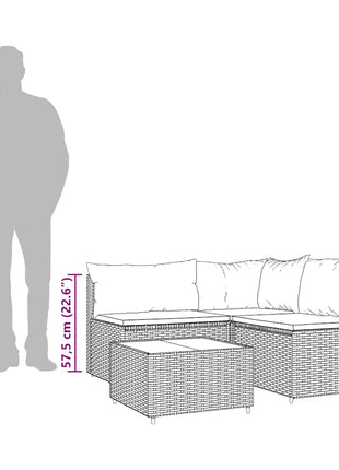 4-Delige Loungeset Met Kussens Poly Rattan