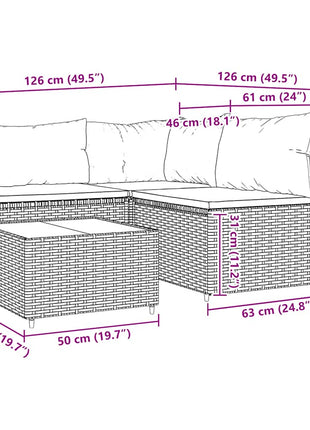 4-Delige Loungeset Met Kussens Poly Rattan