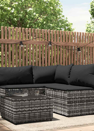 4-Delige Loungeset Met Kussens Poly Rattan