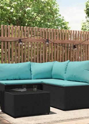 4-Delige Loungeset Met Kussens Poly Rattan