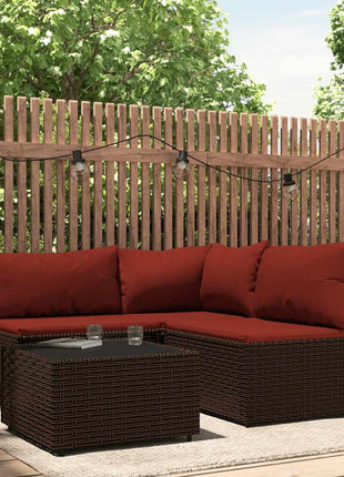 4-Delige Loungeset Met Kussens Poly Rattan