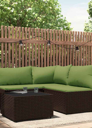 4-Delige Loungeset Met Kussens Poly Rattan