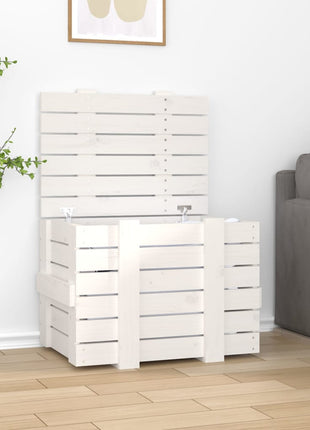 Opbergbox 91X40,5X42 Cm Massief Grenenhout Wit