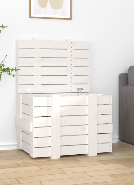 Opbergbox 91X40,5X42 Cm Massief Grenenhout Wit