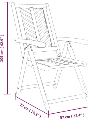 Tuinstoelen 3 st verstelbaar massief acaciahout