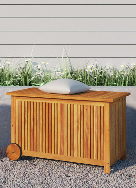 Tuinbox met wieltjes 90x50x58 cm massief acaciahout