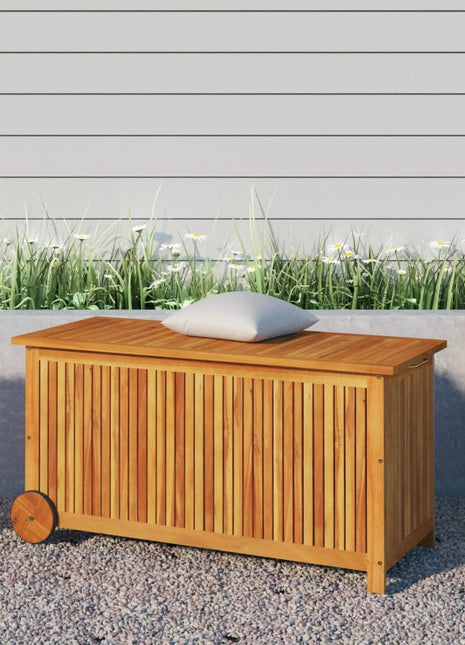 Tuinbox met wieltjes 113x50x58 cm massief acaciahout