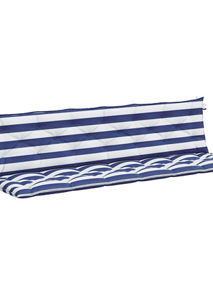 Tuinbankkussens 2 st gestreept 200x50x7 cm stof wit en blauw