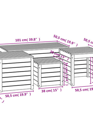 4-Delige Tuinboxset Massief Grenenhout