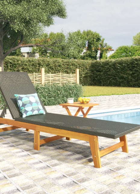 Ligbed Met Tafeltje Poly Rattan En Massief Acaciahout