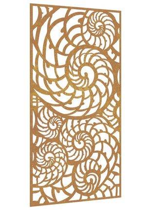 Wanddecoratie tuin schelpenontwerp 105x55 cm cortenstaal
