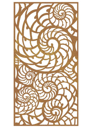 Wanddecoratie tuin schelpenontwerp 105x55 cm cortenstaal