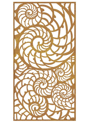 Wanddecoratie tuin schelpenontwerp 105x55 cm cortenstaal