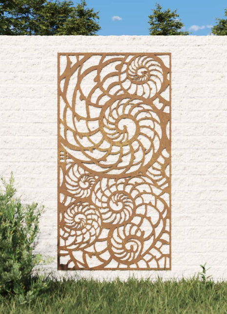 Wanddecoratie tuin schelpenontwerp 105x55 cm cortenstaal
