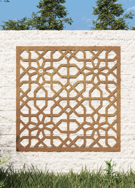 Wanddecoratie tuin Moors ontwerp 55x55 cm cortenstaal