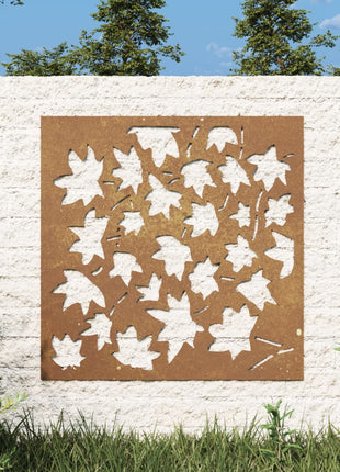 Wanddecoratie tuin esdoornbladontwerp 55x55 cm cortenstaal