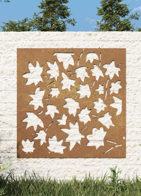 Wanddecoratie tuin esdoornbladontwerp 55x55 cm cortenstaal