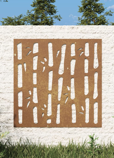 Wanddecoratie tuin bamboe-ontwerp 55x55 cm cortenstaal