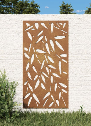 Wanddecoratie Tuin Bamboebladontwerp 105X55 Cm Cortenstaal