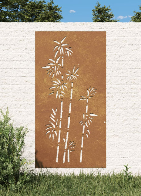 Wanddecoratie tuin bamboe-ontwerp 105x55 cm cortenstaal