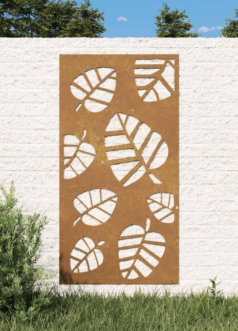 Wanddecoratie tuin bladontwerp 105x55 cm cortenstaal