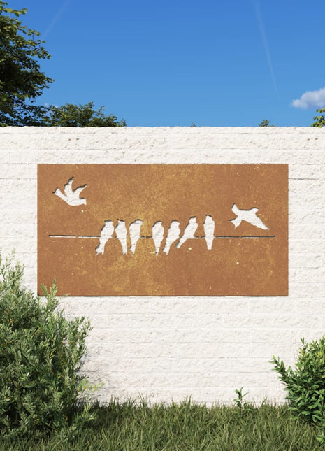 Wanddecoratie tuin vogelontwerp 105x55 cm cortenstaal