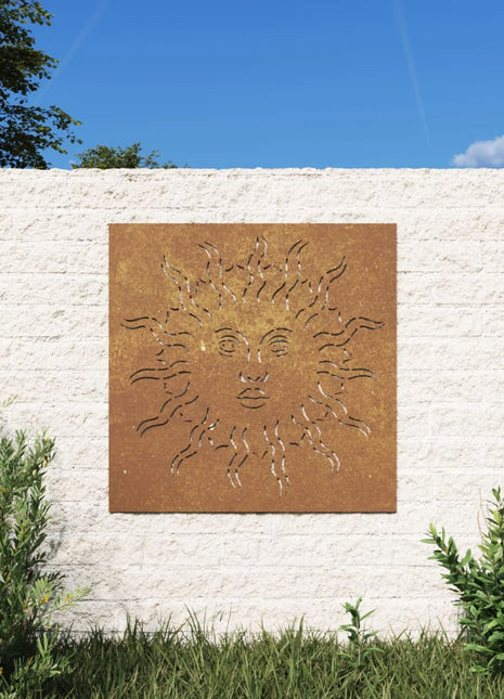 Wanddecoratie tuin zonontwerp 55x55 cm cortenstaal