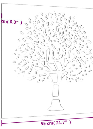 Wanddecoratie tuin boomontwerp 55x55 cm cortenstaal