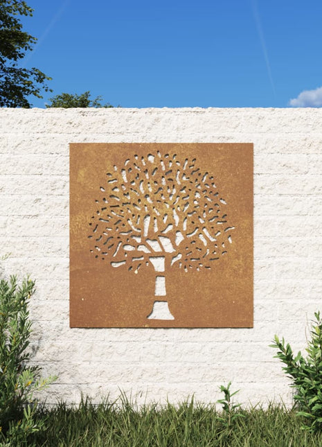 Wanddecoratie tuin boomontwerp 55x55 cm cortenstaal
