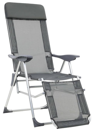 Campingstoelen met voetensteun 2 st inklapbaar textileen grijs
