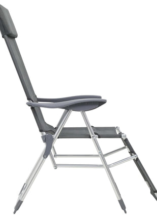 Campingstoelen met voetensteun 2 st inklapbaar textileen grijs