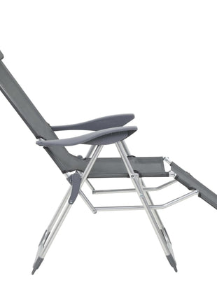 Campingstoelen met voetensteun 2 st inklapbaar textileen grijs