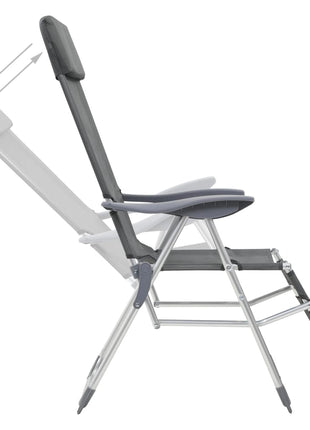 Campingstoelen met voetensteun 2 st inklapbaar textileen grijs