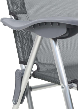Campingstoelen met voetensteun 2 st inklapbaar textileen grijs
