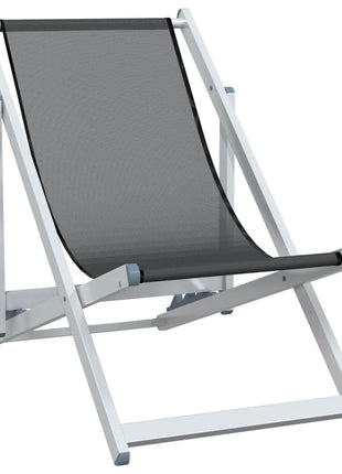 Strandstoelen inklapbaar 2 st aluminium en textileen grijs