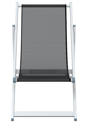 Strandstoelen inklapbaar 2 st aluminium en textileen grijs