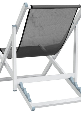 Strandstoelen inklapbaar 2 st aluminium en textileen grijs