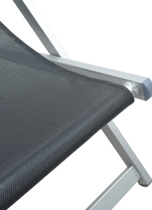Strandstoelen inklapbaar 2 st aluminium en textileen grijs